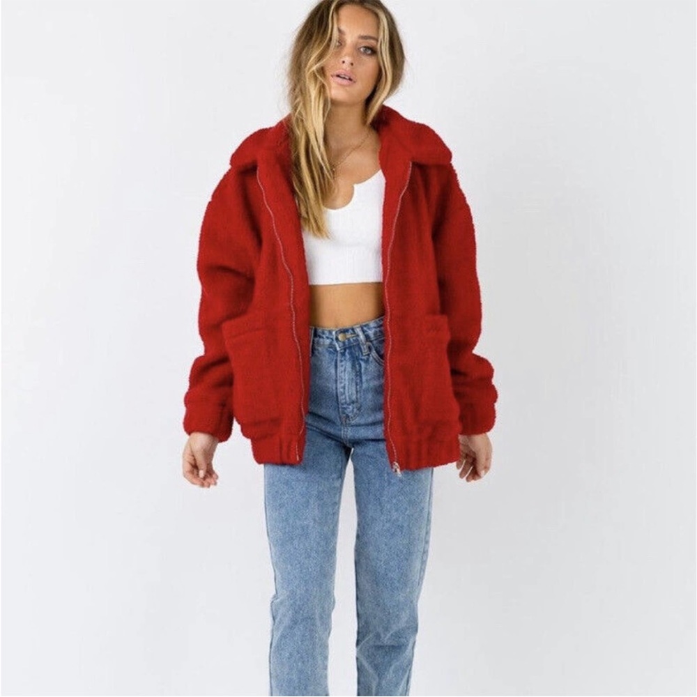 Red Teddy Jacket - Like New | Size XS